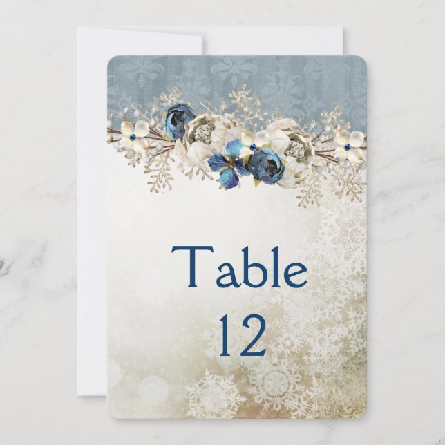 Cold Blue Winter Day Table card card (Front)