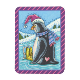 COLD BOTTOM WARM HEART PENGUIN CHRISTMAS MAGNET