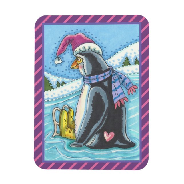 COLD BOTTOM WARM HEART PENGUIN CHRISTMAS MAGNET (Vertical)