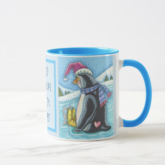 COLD BOTTOM WARM HEART, PENGUIN CHRISTMAS MUG (Right)