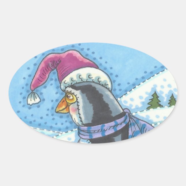 COLD BOTTOM WARM HEART, PENGUIN CHRISTMAS STICKERS (Front)