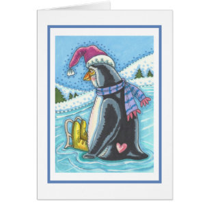 COLD BOTTOM WARM HEART PENGUIN GREETING CARD B