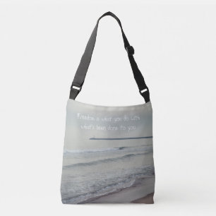Cold calm sea on a winter day crossbody bag