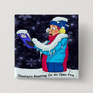 Cold Christmas Caroler 15 Cm Square Badge