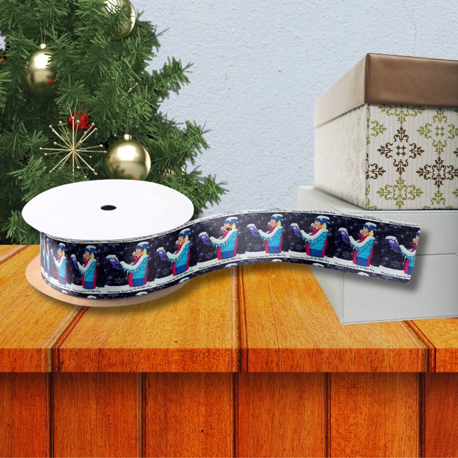 Cold Christmas Caroler 1.5" Wide Satin Ribbon (Cold Christmas Caroler 1.5" Wide Satin Ribbon)