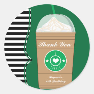 Cold Coffee Frap Birthday Party Favour Stickers