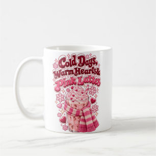 Cold Days Warm Hearts Pink Lattes Christmas Mug