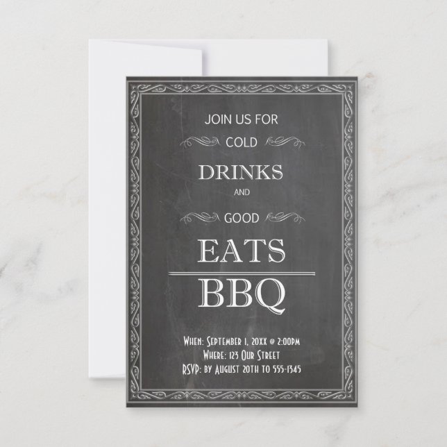 Cold Drinks Good Eats Chalkboard Labour Day Invitation (Front)
