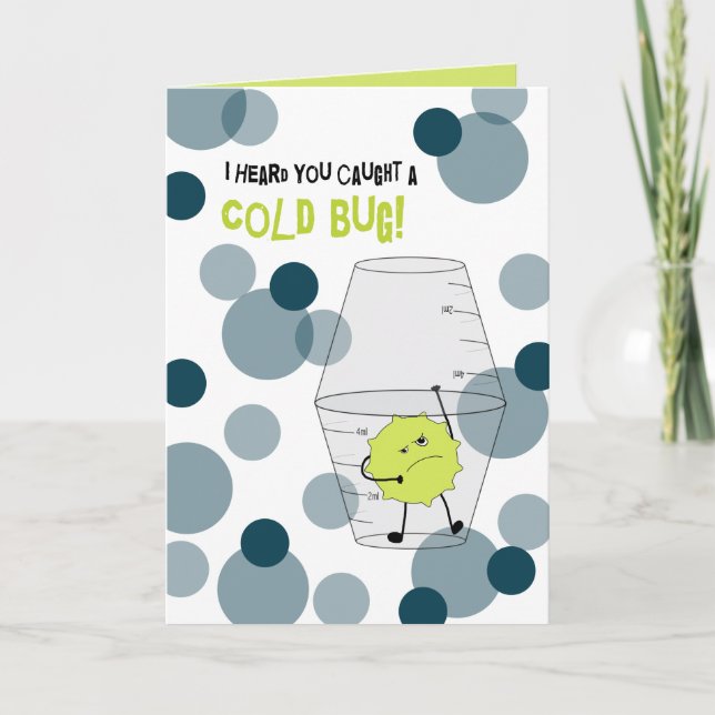Cold Get Well Trapped Bug in Medicine Cups Card (Front)
