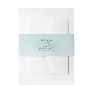 Cold Green - Sage Dusty Blue Watercolor Texture Invitation Belly Band