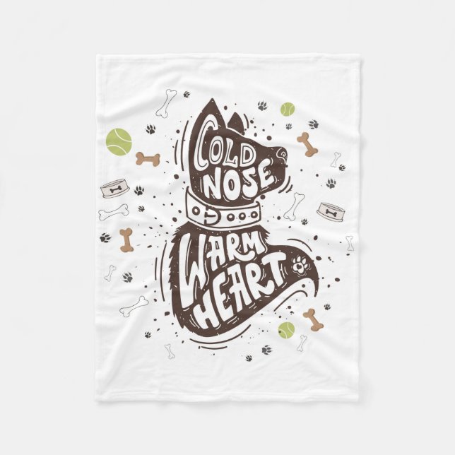 Cold Nose Warm Heart Fleece Blanket (Front)