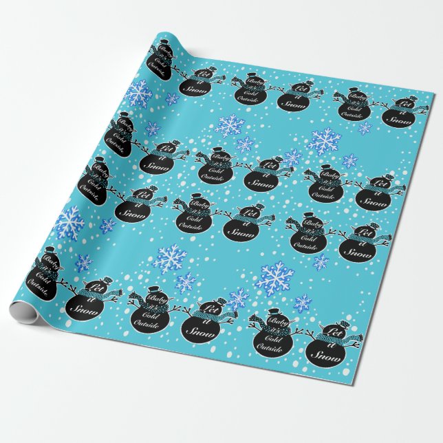 Cold Outside Baby-Blue wrapping paper  (Unrolled)