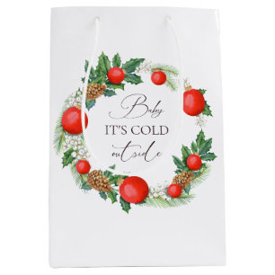 Cold Outside Christmas Wreath Winter Baby Shower Medium Gift Bag
