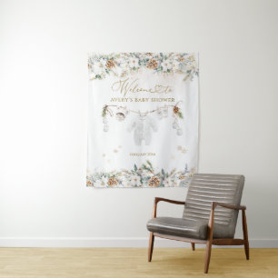 Cold Outside Clothest Line Baby Shower Welcome Tapestry