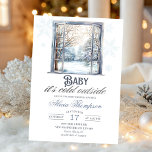 Cold Outside Dusty Blue Window Boy Baby Shower Invitation<br><div class="desc">Rustic Winter Christmas Baby Shower Invitation,  Rustic Winter Snowflakes Baby Shower Invitation,  Winter Theme Baby Shower Invitation,  It's Cold Outside Baby Shower Invitation,  Rustic Winter Window Baby Shower Invitation,  Snowy Winter Window Baby Shower Invitation,  Dusty Blue Snowflakes Baby Shower Invitation, </div>