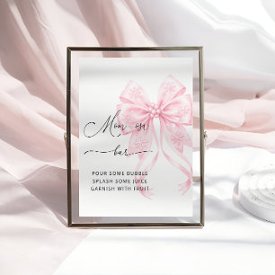 Cold Outside Pink Bow Baby Shower Mum-osa Bar Poster