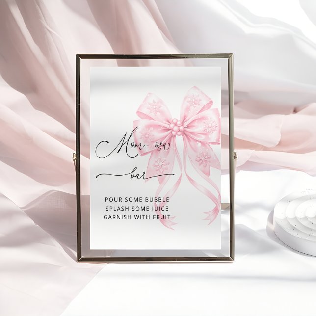 Cold Outside Pink Bow Baby Shower Mum-osa Bar Poster (Creator Uploaded)