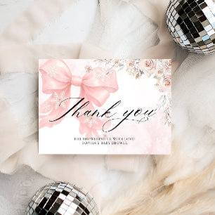 Cold Outside Pink Bow Baby Shower Thank You Card