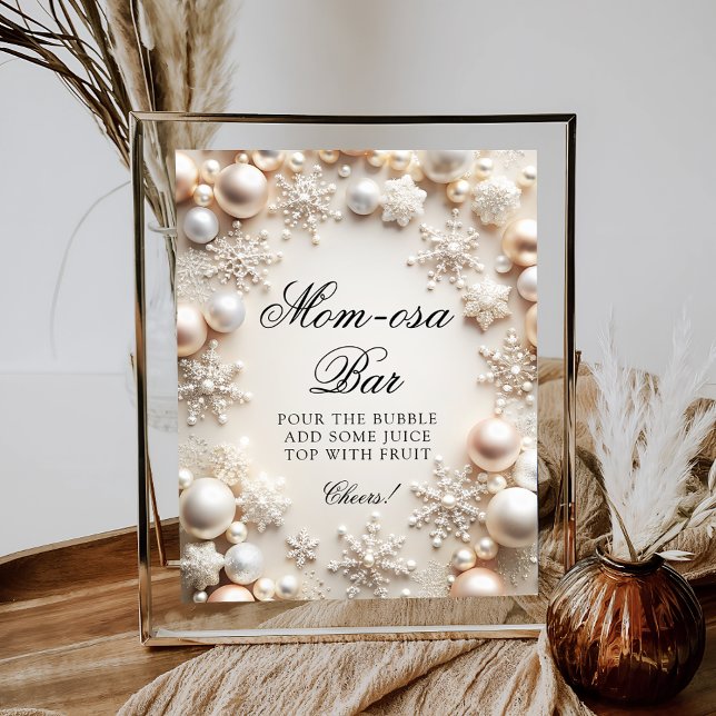 Cold Outside Snowflakes Baby Shower Mum-osa Bar Poster (Creator Uploaded)