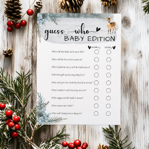 Cold Outside Winter Animals Baby Shower Guess Who  Flyer