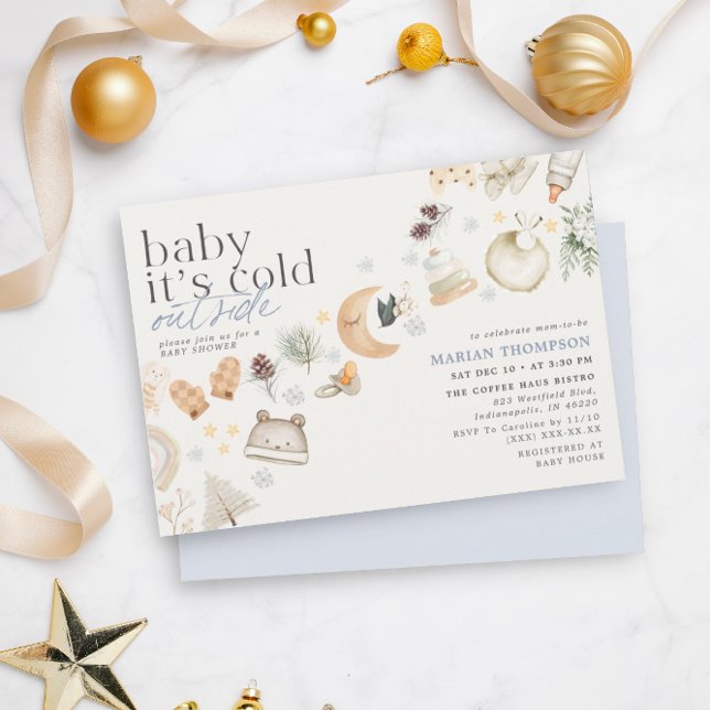 Cold Outside Winter Baby Shower Boy Invitation (Creator Uploaded)