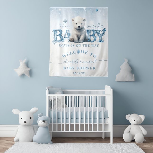 Cold Outside Winter Baby Shower Welcome Tapestry (Creator Uploaded)