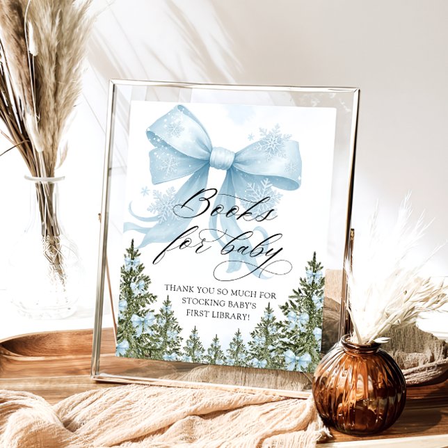 Cold Outside Winter Blue Bow Books for Baby Poster (Creator Uploaded)