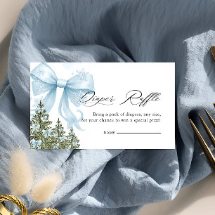 Cold Outside Winter Blue Bow Diaper Raffle Enclosure Card