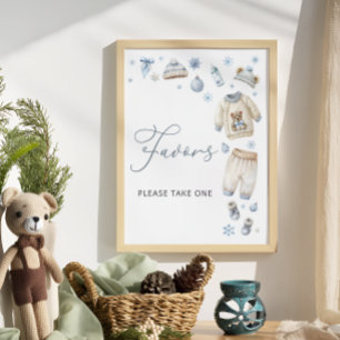 Cold Outside Winter Clothes Baby Shower Favours Poster