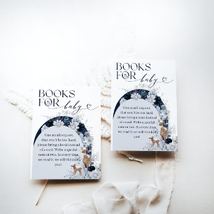 Cold outside Winter Floral Deer Baby Shower Books Enclosure Card