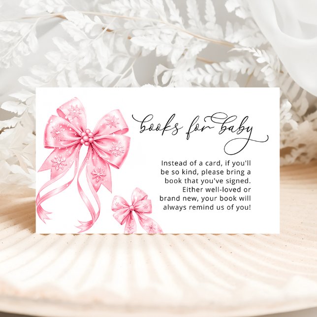 Cold Outside Winter Pink Bow Books for Baby Enclosure Card (Creator Uploaded)