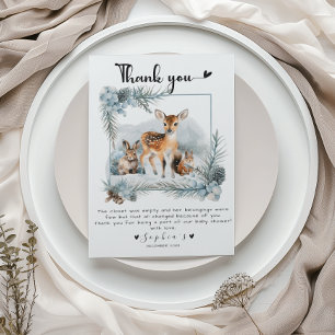 Cold Outside Winter Woodland Animals Thank you Card