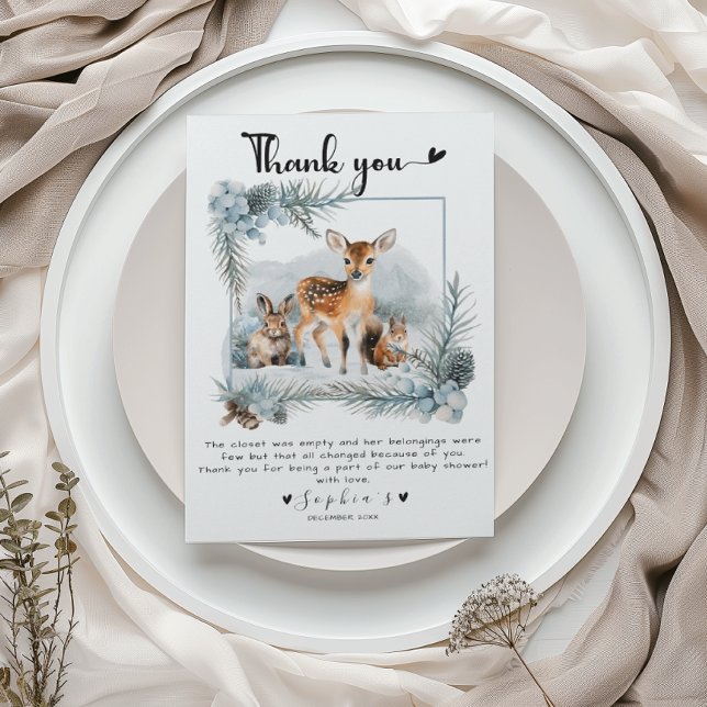 Cold Outside Winter Woodland Animals Thank you Card (Creator Uploaded)