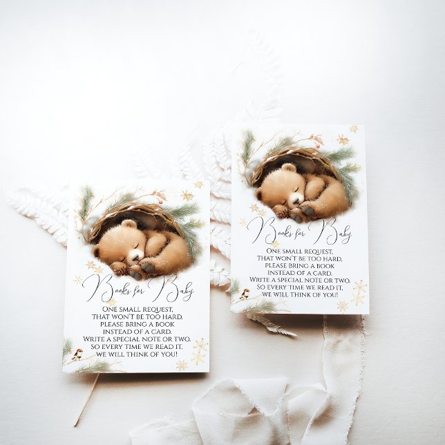 Cold Outside Woodland Bear Winter Baby Books Enclosure Card (Creator Uploaded)