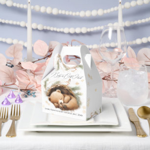 Cold Outside Woodland Bear Winter Baby Shower Favour Box