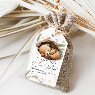 Cold Outside Woodland Bear Winter Baby Shower Gift Tags