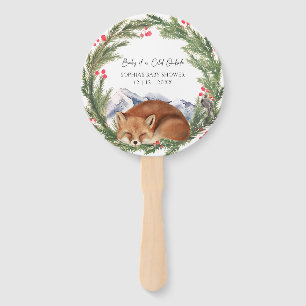 Cold Outside Woodland Fox Winter Baby Shower Hand Fan