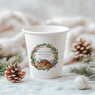 Cold Outside Woodland Fox Winter Baby Shower Paper Cups