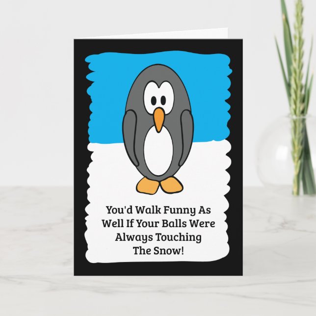 Cold Penguin Happy Birthday Card (Front)