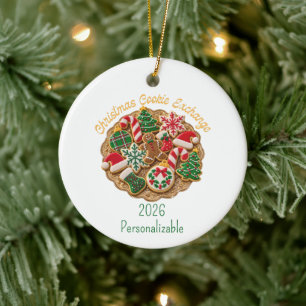 Cold Platter Decorated Christmas Cookies Ceramic Ornament