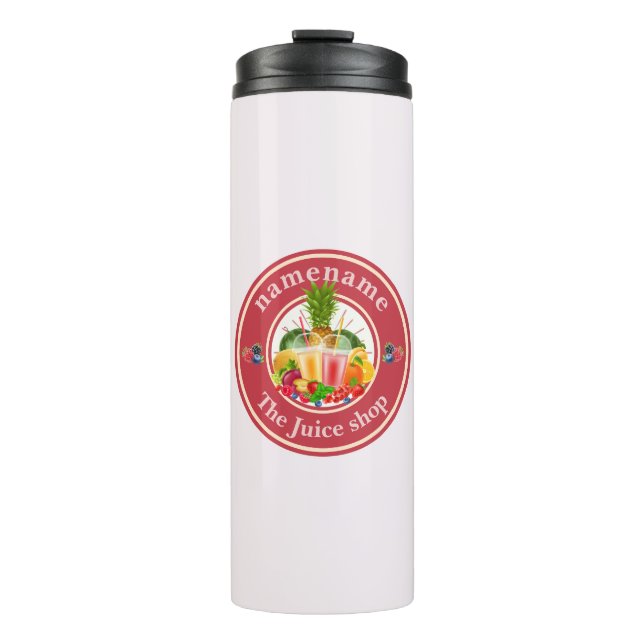 Cold Pressed Juice Smoothies fruit  shop logo name Thermal Tumbler (Front)
