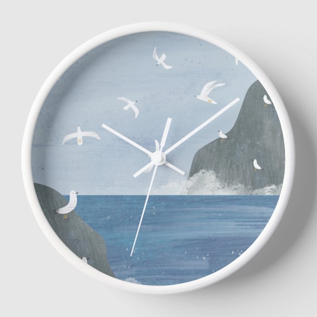 Cold sea and seagulls clock (Front)