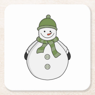 Cold snowman square paper coaster
