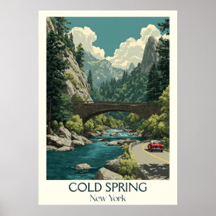 Cold Spring New York Vintage Mountain River Art Poster