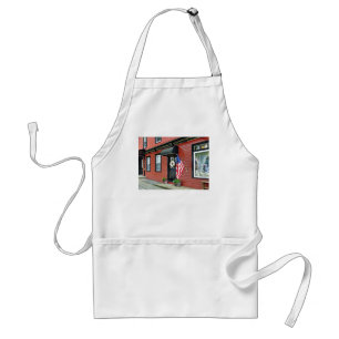 Cold Spring, NY - Street With Red Building Standard Apron