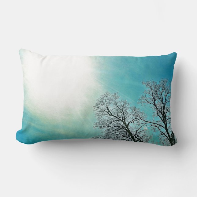 Cold Trees & A Winter Sun Nature Art Lumbar Cushion (Front)