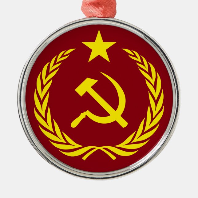 Cold War Communist Flag Premium Round Ornament (Front)