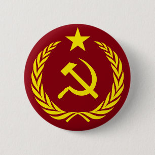 Cold War Communist Flag Round Button
