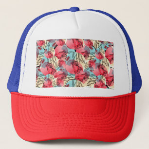 Cold Warm Watercolor Floral Geometric Trucker Hat
