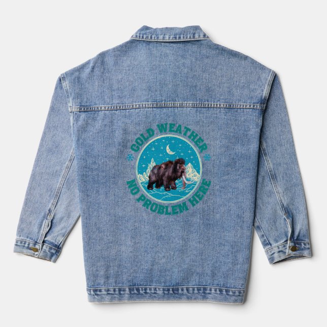 Cold Weather Mammoth Winter Humour Denim Jacket (Back)